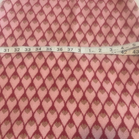 M sweater dress red pink gold hearts a-line fitted tapered feminine small ? - Picture 7 of 10